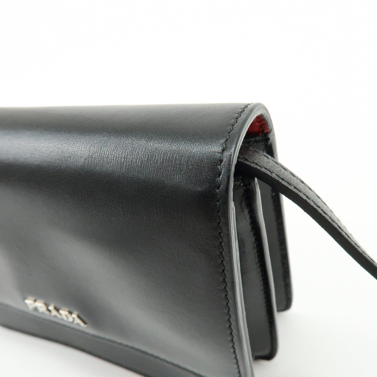 Prada Wallet on Strap City Calfskin, Black, Leather, Crossbody Bag