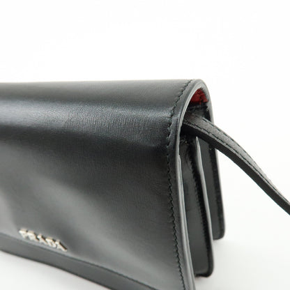 Prada Wallet on Strap City Calfskin, Black, Leather, Crossbody Bag