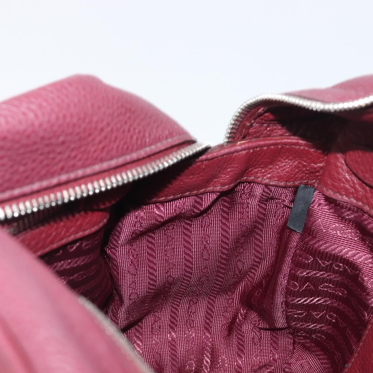 Prada Front Pocket Pushlock Convertible Boston Vitello Daino, Burgundy, Leather, Handbag