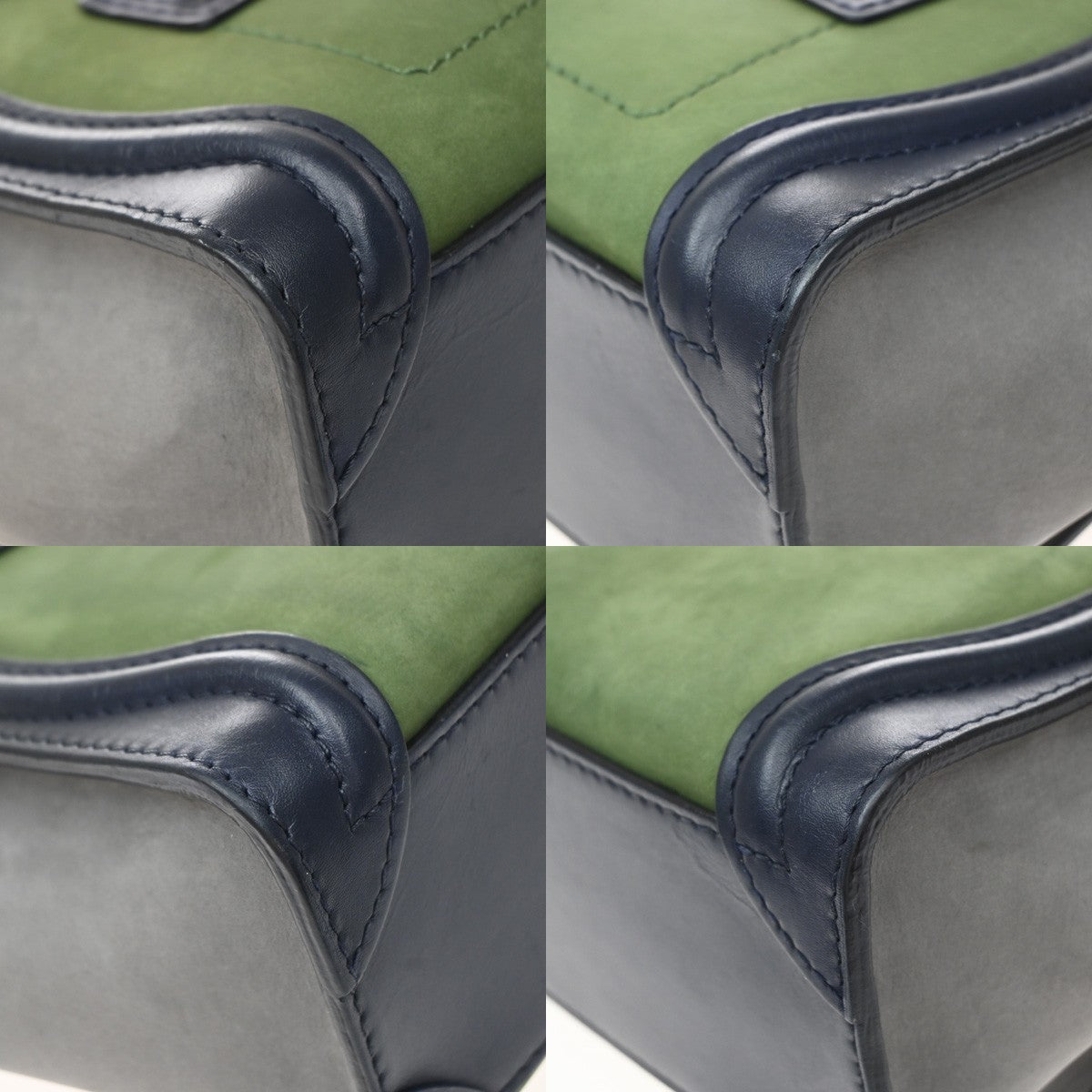 Celine Tricolor Luggage Leather, Green, Leather, Tote Bag