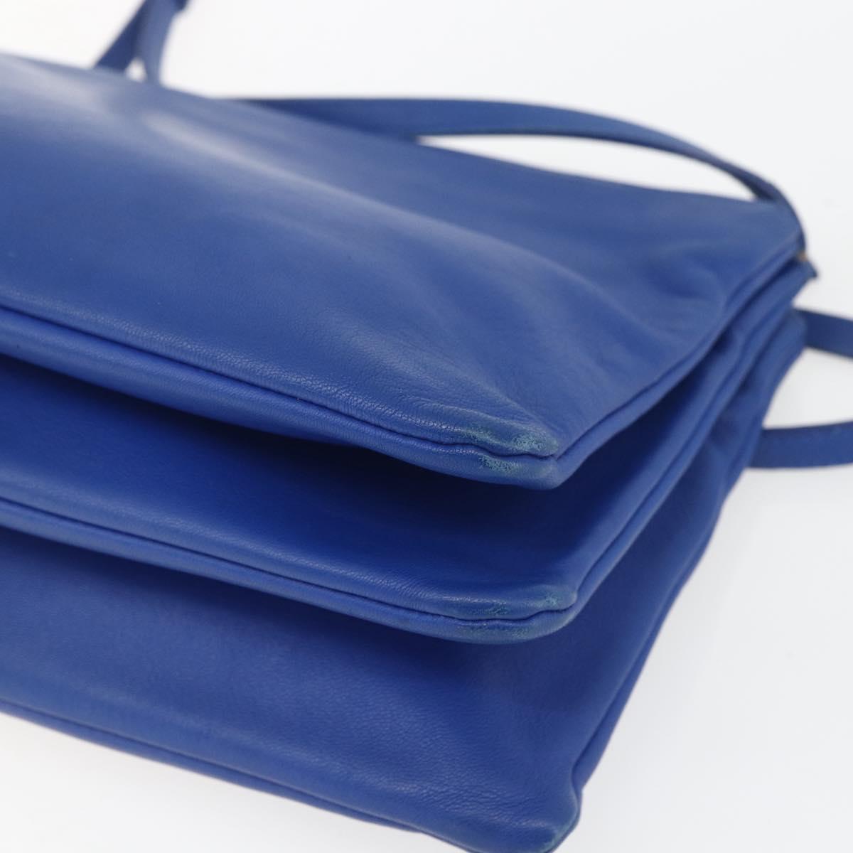 Celine Trio Crossbody Bag Leather, BLUE, LEATHER, Shoulder bag
