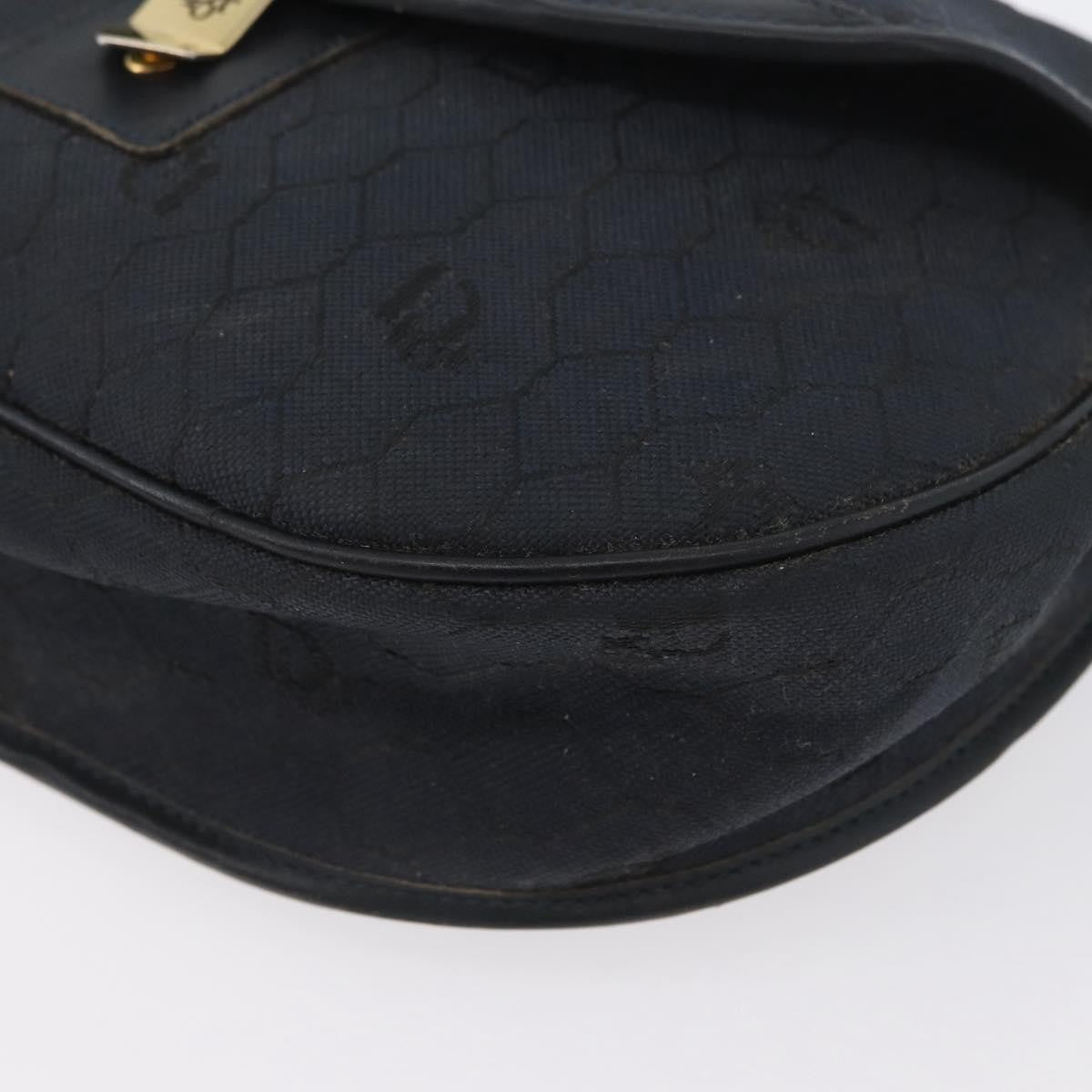 Christian Dior Vintage Honeycomb Flap Canvas and Leather, Black, Canvas, Shoulder Bag