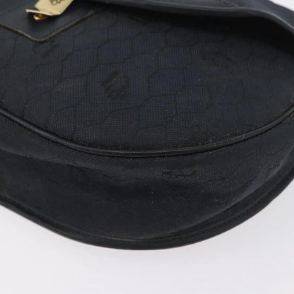 Christian Dior Vintage Honeycomb Flap Canvas and Leather, Black, Canvas, Shoulder Bag