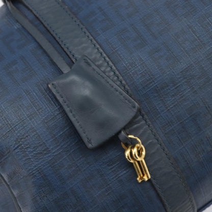 Fendi Boston Zucchino Coated Canvas, Navy, Canvas, Handbag