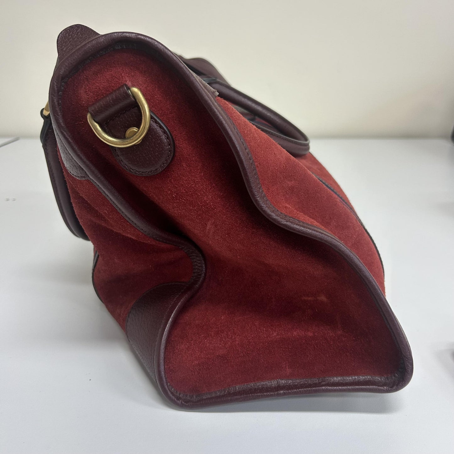 Gucci Zip Weekender GG Canvas and leather, Burgundy, Suede, Travel Bag