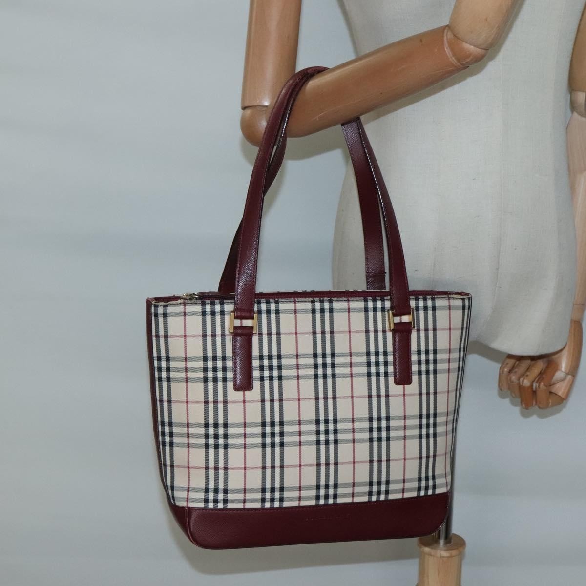 Burberry Nova Check Tote Canvas and Leather, Beige, Canvas, Tote Bag