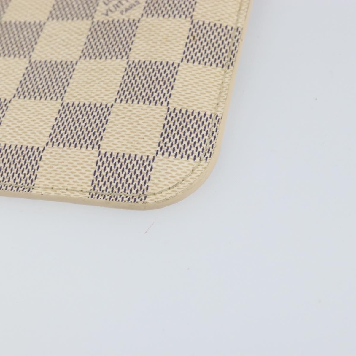 Louis Vuitton Neverfull Pochette Damier, White, Canvas, Clutch