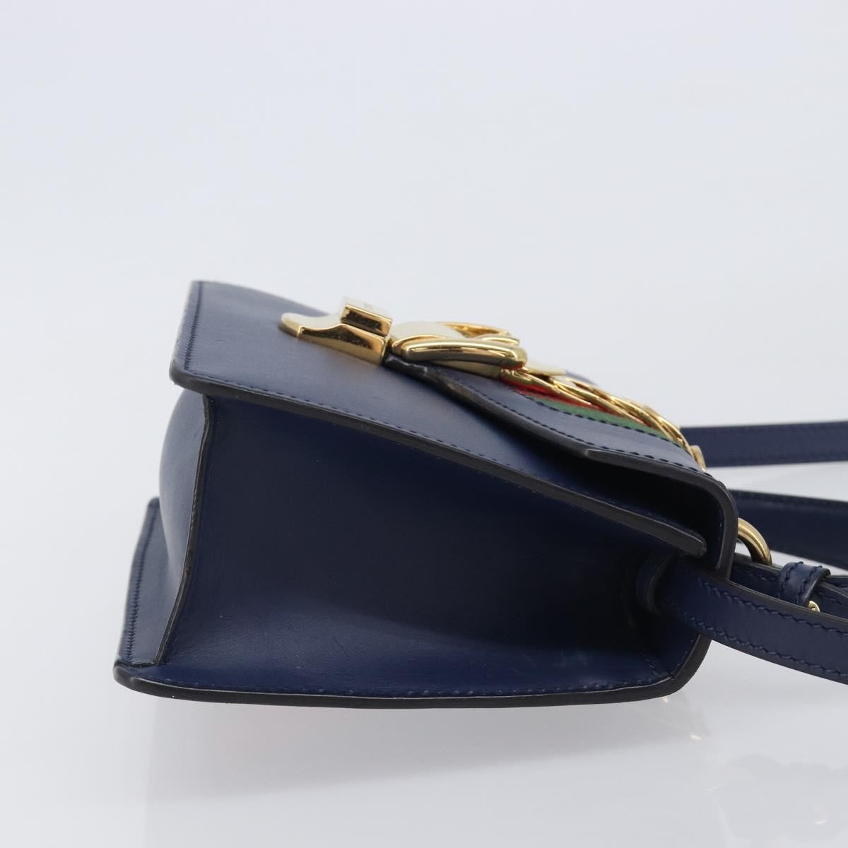 Gucci Sylvie Top Handle Leather, Navy, Leather, Handbag