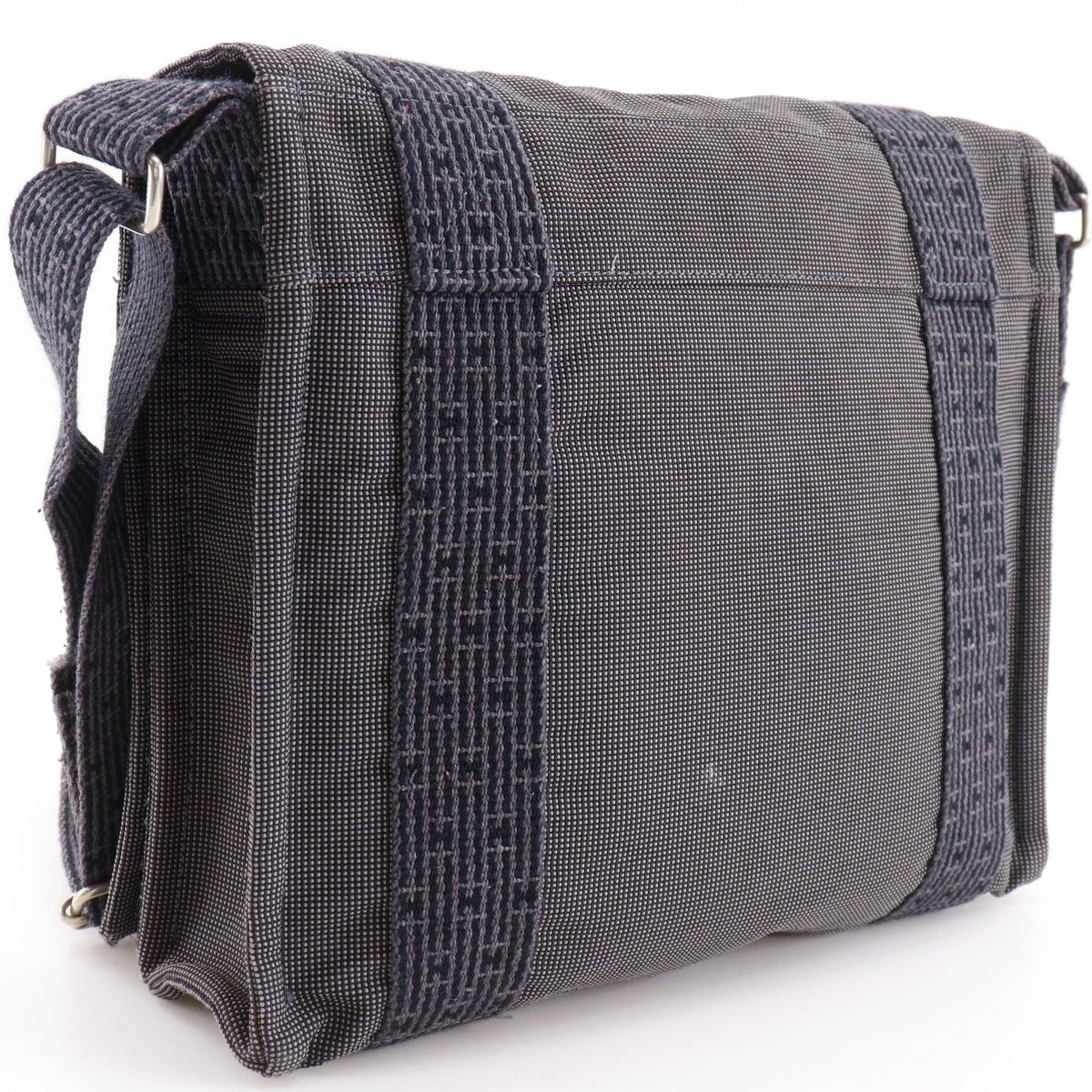 Hermes Fourre Tout Besace Messenger Toile, Gray, Canvas, Handbag