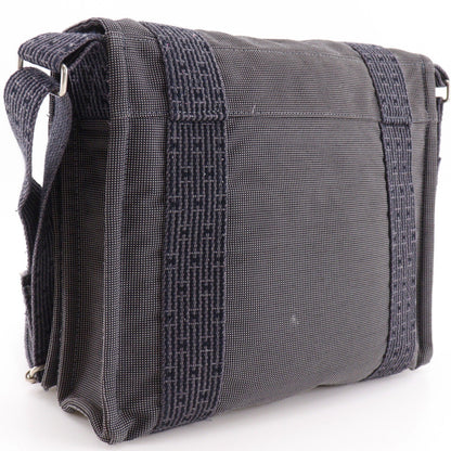 Hermes Fourre Tout Besace Messenger Toile, Gray, Canvas, Handbag