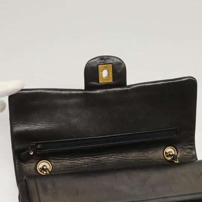 Chanel Vintage Classic Double Flap Bag Quilted Lambskin, BLACK, LEATHER, Shoulder bag