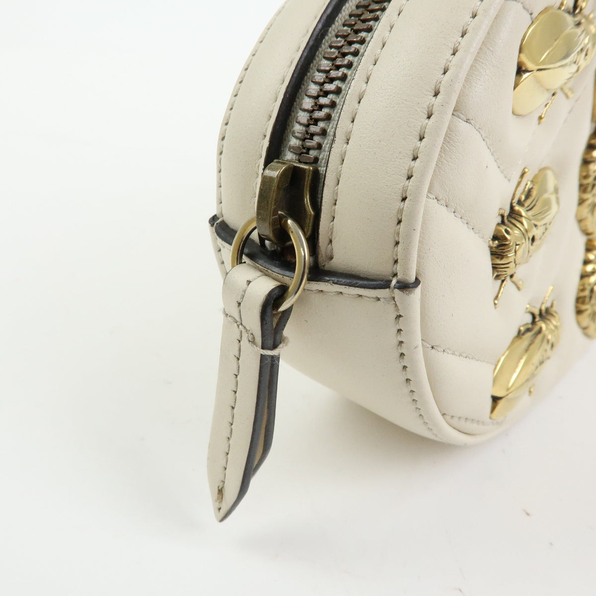 Gucci GG Marmont Belt Embellished Matelasse Leather, Beige, Leather, Handbag