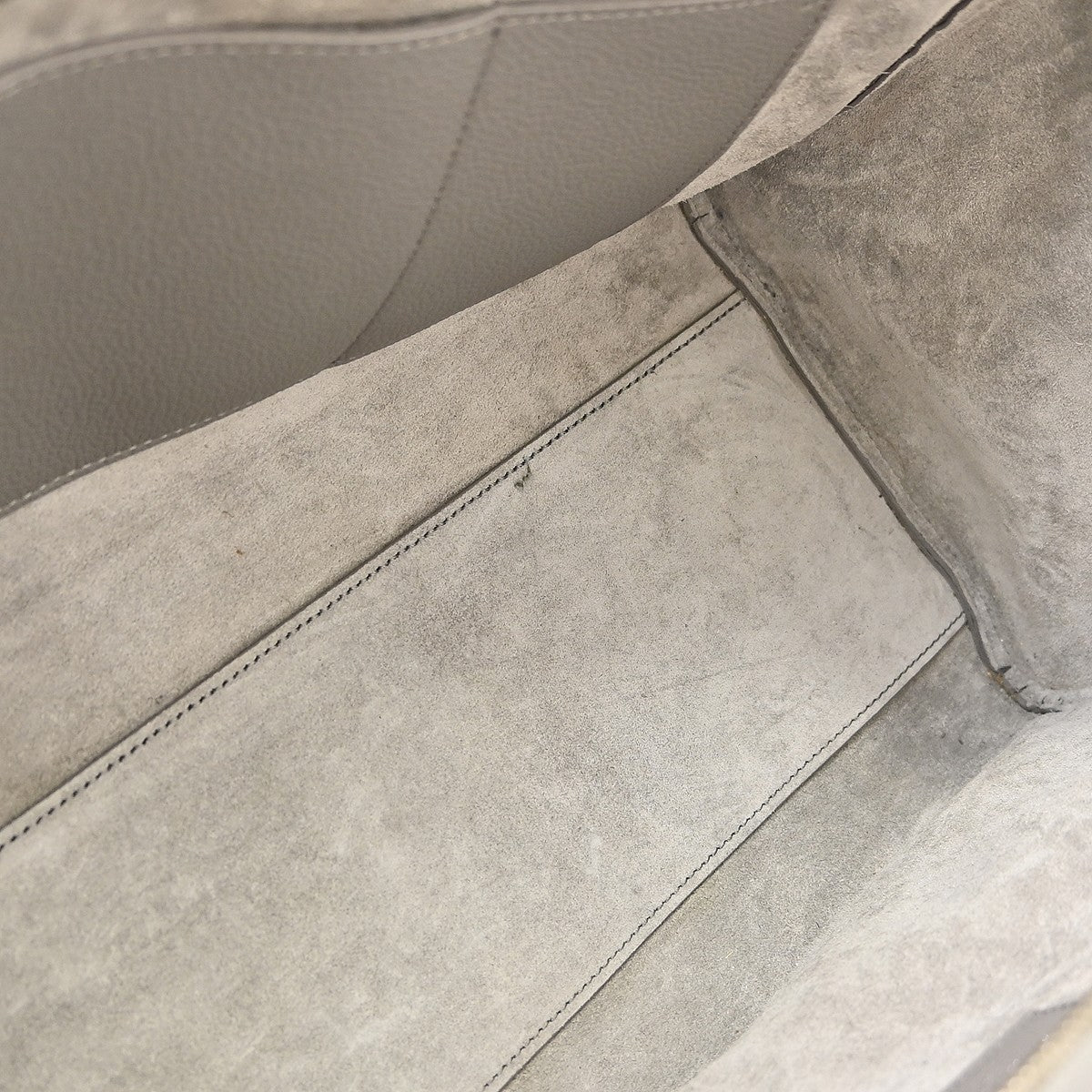 Saint Laurent Rive Gauche Cabas Leather, Gray, Calfskin, Handbag
