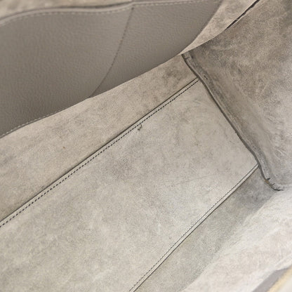 Saint Laurent Rive Gauche Cabas Leather, Gray, Calfskin, Handbag