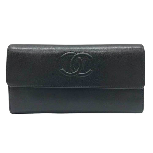 Chanel Logo CC, Black, Leather, wallet