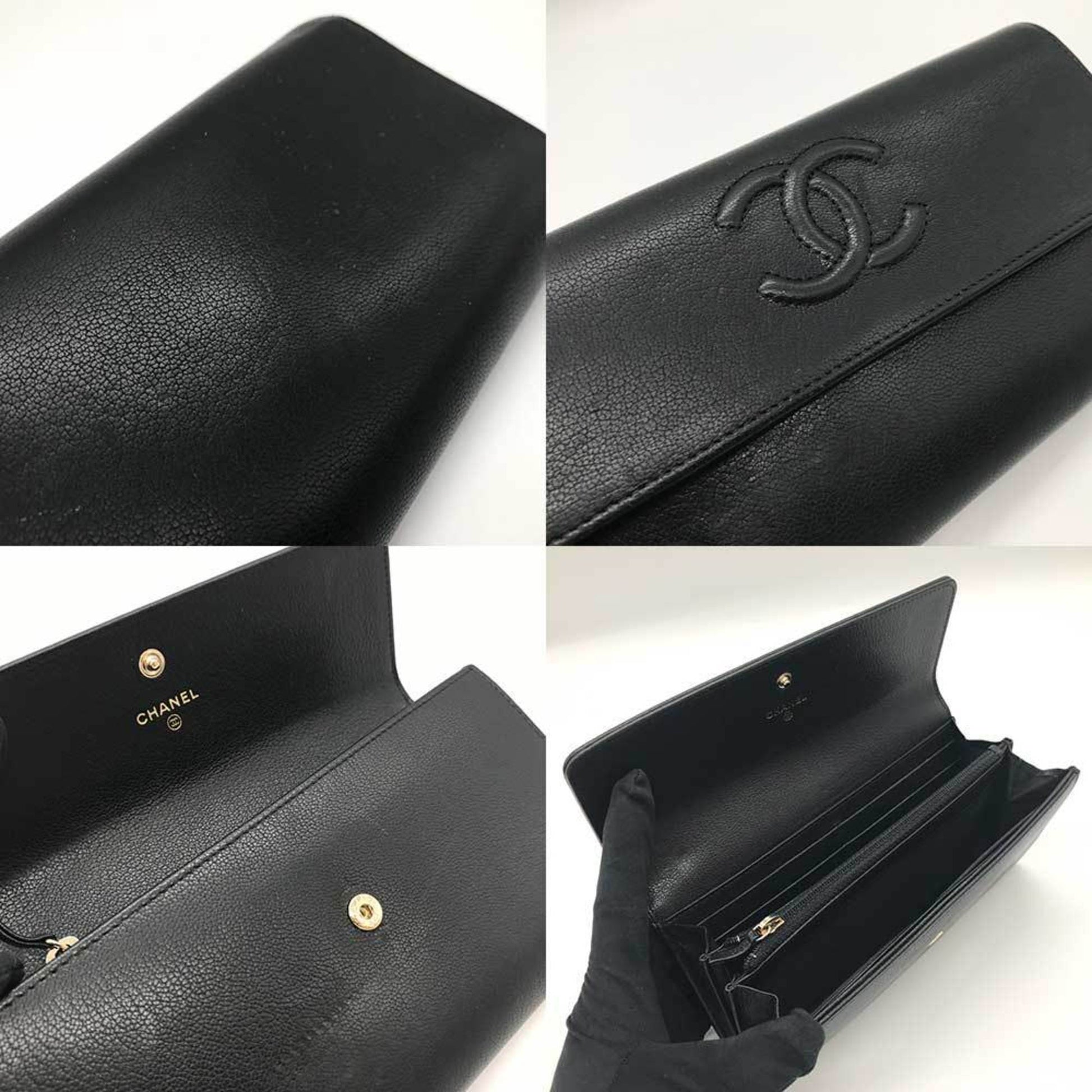 Chanel Logo CC, Black, Leather, wallet