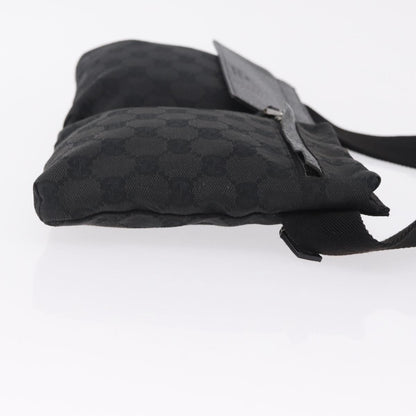 Gucci Two Pocket Belt Bag GG Canvas, Black, Canvas, Handbag