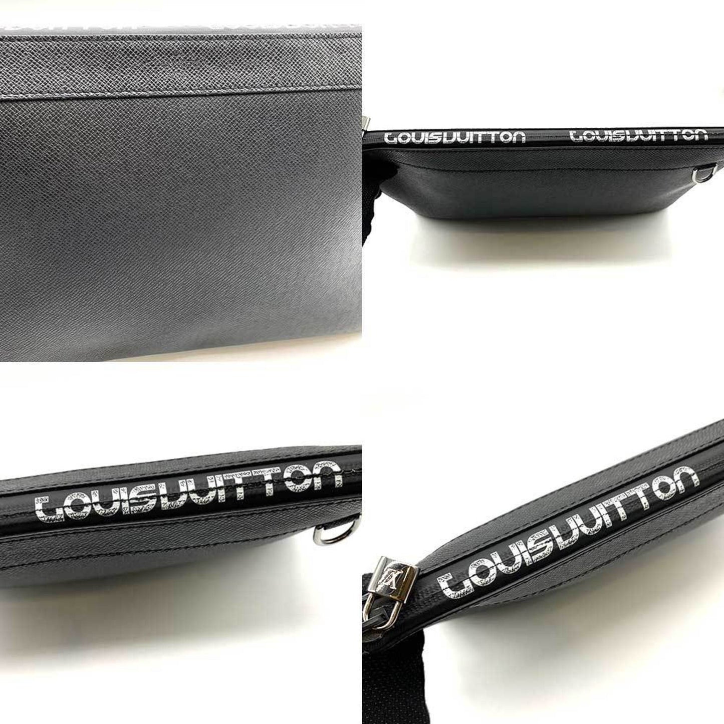 Louis Vuitton Apollo Pochette, Black, Leather, clutch