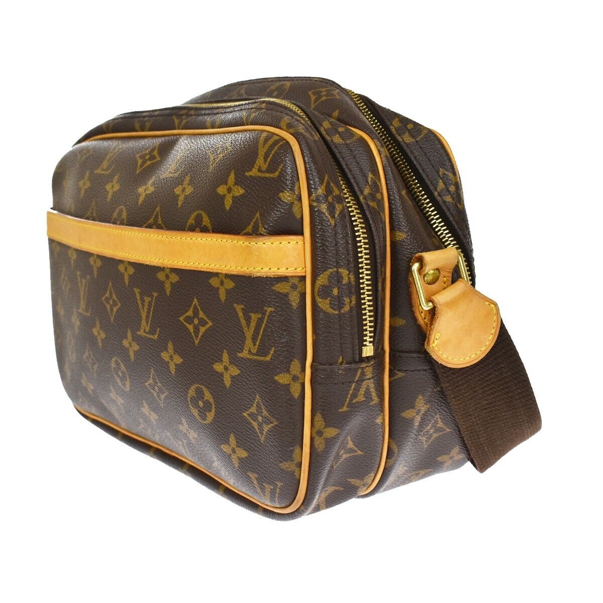 Louis Vuitton Reporter pm, Brown, Canvas, shoulder