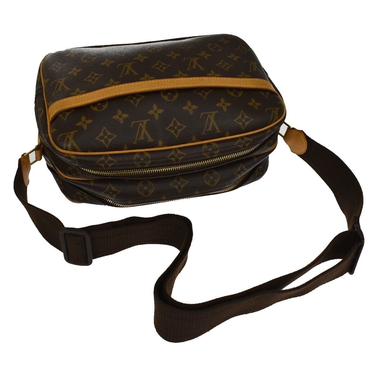 Louis Vuitton Reporter pm, Brown, Canvas, shoulder