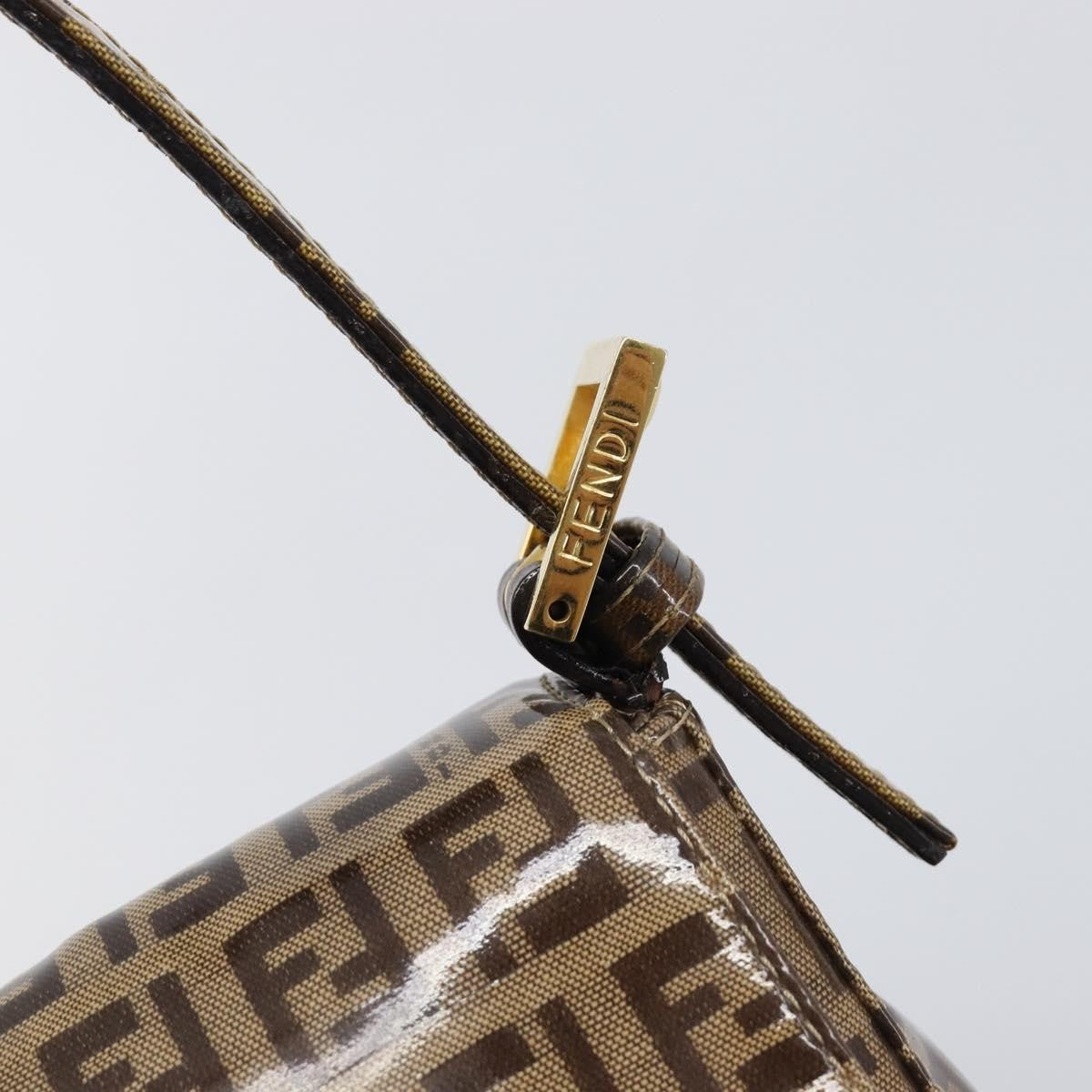 Fendi Mamma Baguette Zucca patent leather, Beige, Canvas, Shoulder Bag