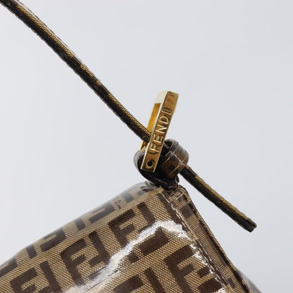 Fendi Mamma Baguette Zucca patent leather, Beige, Canvas, Shoulder Bag