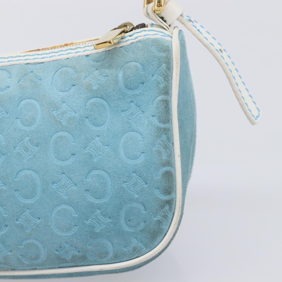 Celine C Macadam Suede, Turquoise, Suede, Handbag