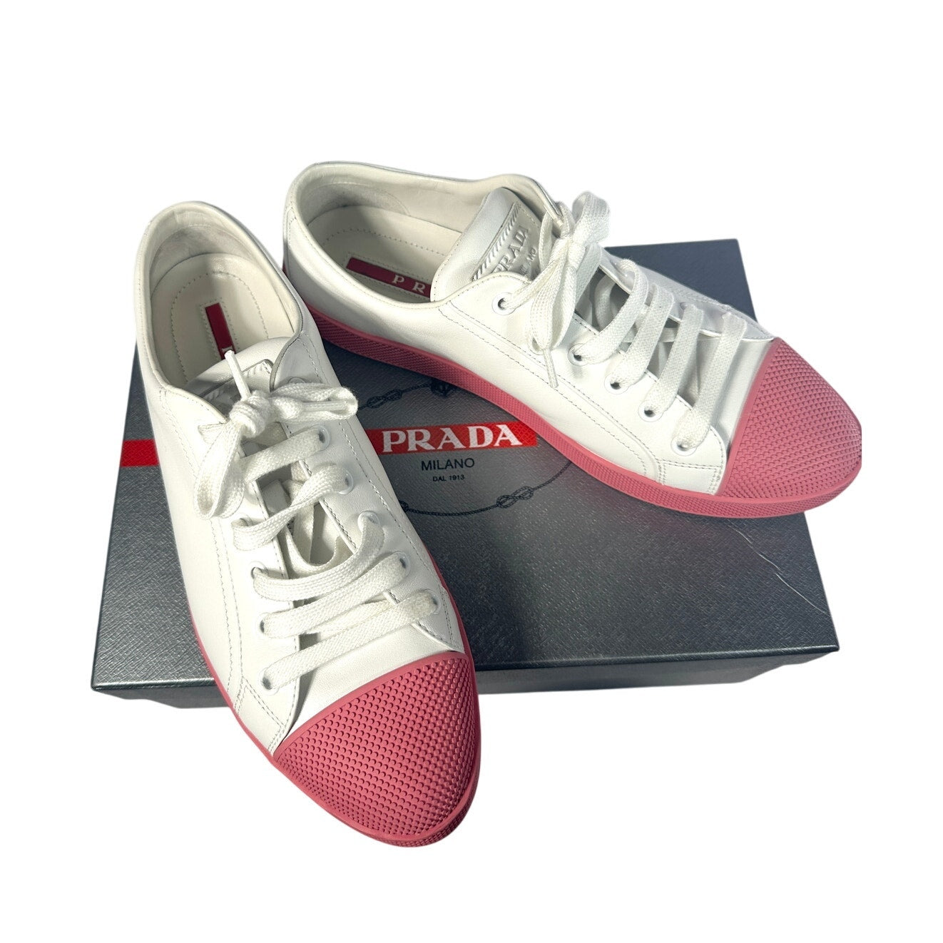 PRADA Cap Toe Leather Sneakers