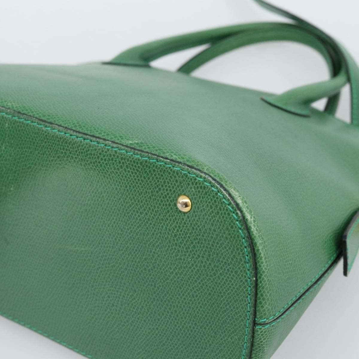 Celine Vintage Convertible Bowler Leather, Green, Leather, Handbag