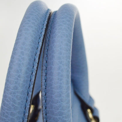 Gucci Interlocking Top Handle Leather, Blue, Leather, Handbag