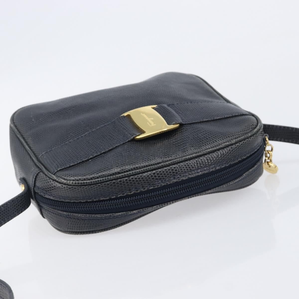 Salvatore Ferragamo Vala Leather, Navy, Leather, Shoulder Bag