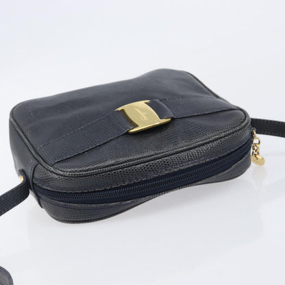 Salvatore Ferragamo Vala Leather, Navy, Leather, Shoulder Bag