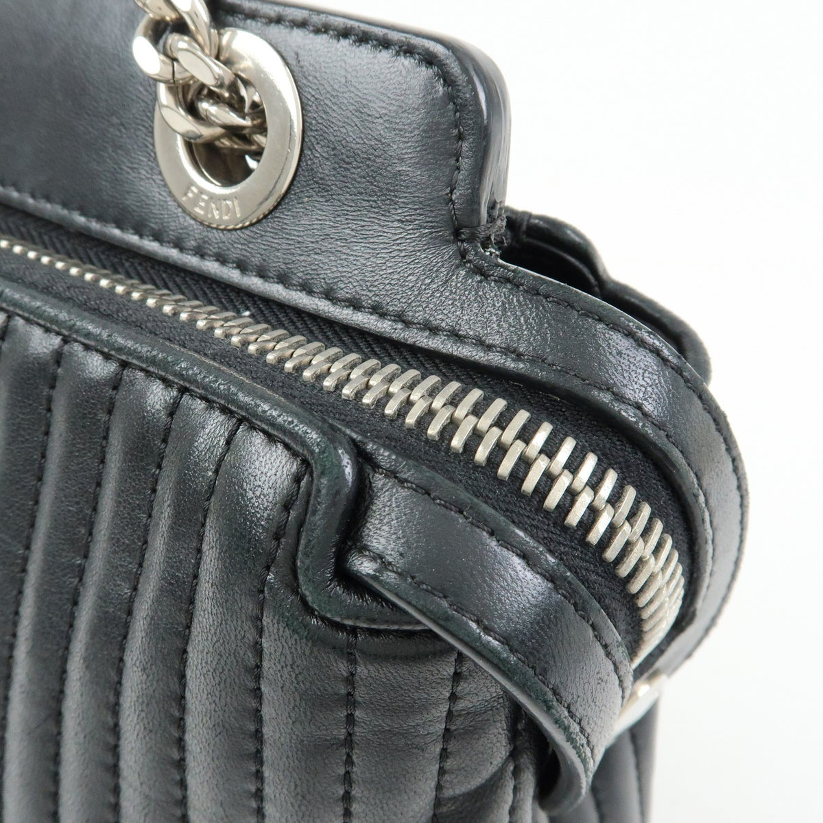 Fendi DotCom Click Quilted Leather, Black, Leather, Shoulder Bag