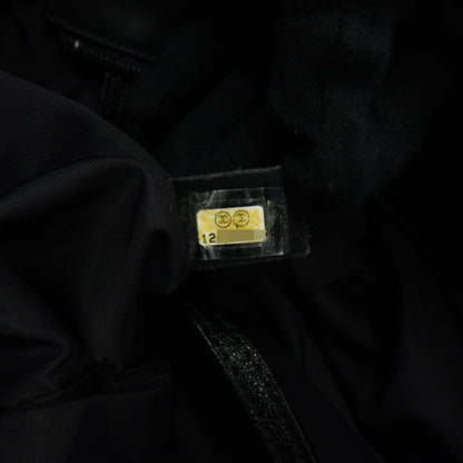 Chanel Biarritz Quilted Coated Canvas, Black, Leather, Tote Bag