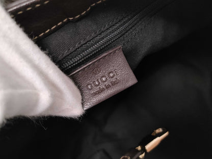 Gucci D Ring Hobo Leather, Brown, Leather, Shoulder Bag