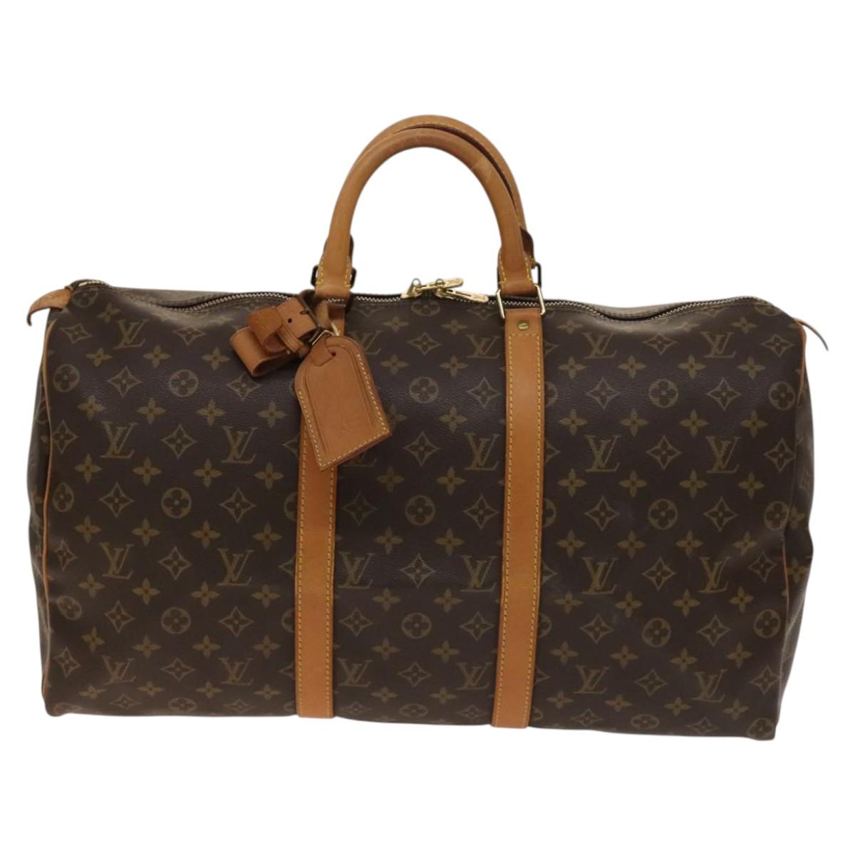 Louis Vuitton Keepall Bag Monogram Canvas, BROWN, CANVAS, Travel bag
