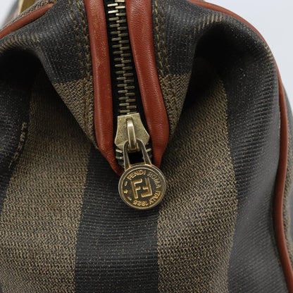 Fendi Vintage Pequin Convertible Boston Coated Canvas, Brown, Canvas, Handbag