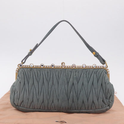Miu Miu Matelassé Frame Clutch Matelassé Leather, Gray, Suede, Clutch
