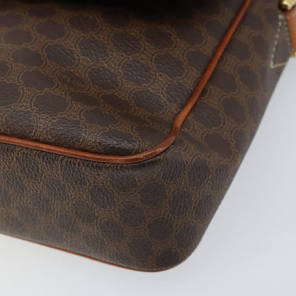 Celine Vintage Macadam Circle Logo Canvas and Leather, Brown, Canvas, Shoulder Bag