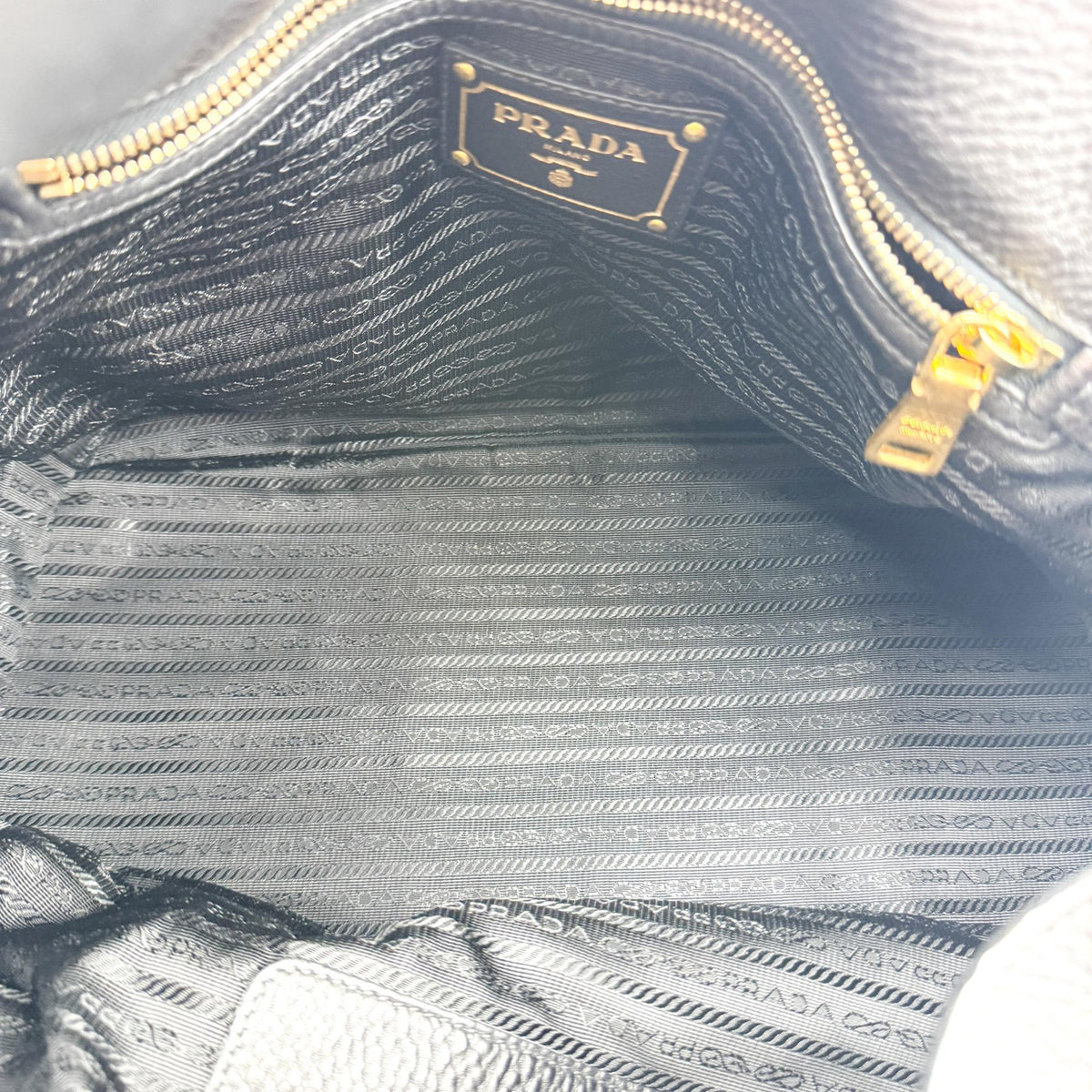 Prada Convertible Open Leather, Black, Leather, Tote Bag
