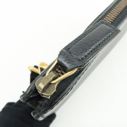 Gucci Web Strap Front Zip Messenger Leather, Black, Leather, Handbag