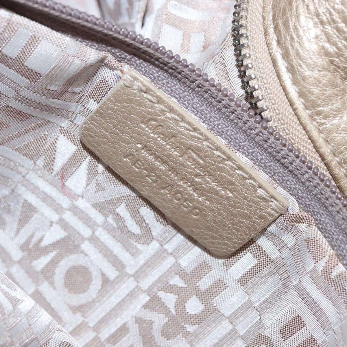 Salvatore Ferragamo Gancini Leather, Gold, Leather, Handbag