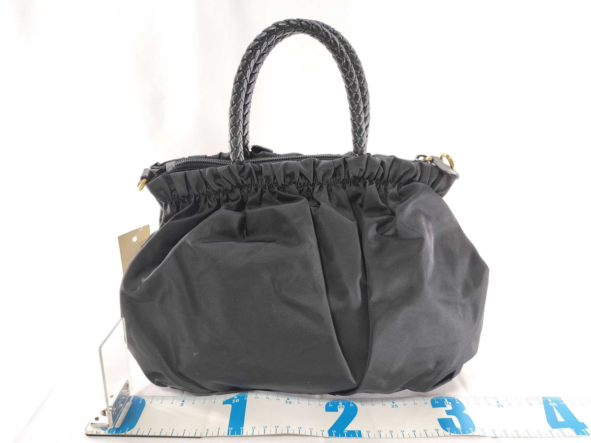 Prada Bow Convertible Tessuto, Black, Nylon, Tote Bag