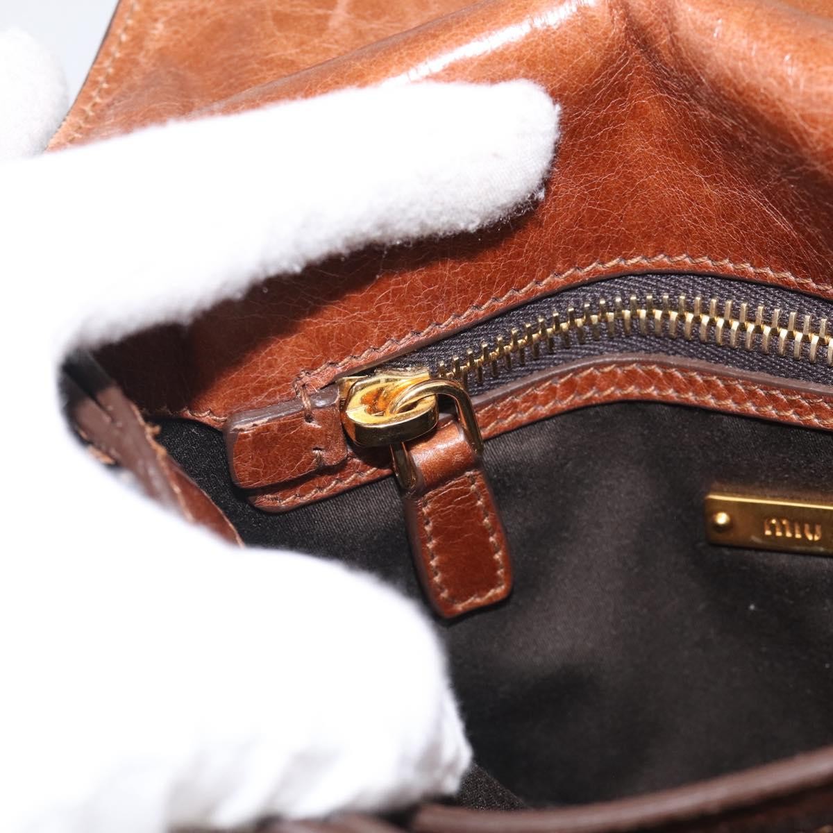 Miu Miu Shoulder Leather, Brown, Leather, Shoulder Bag