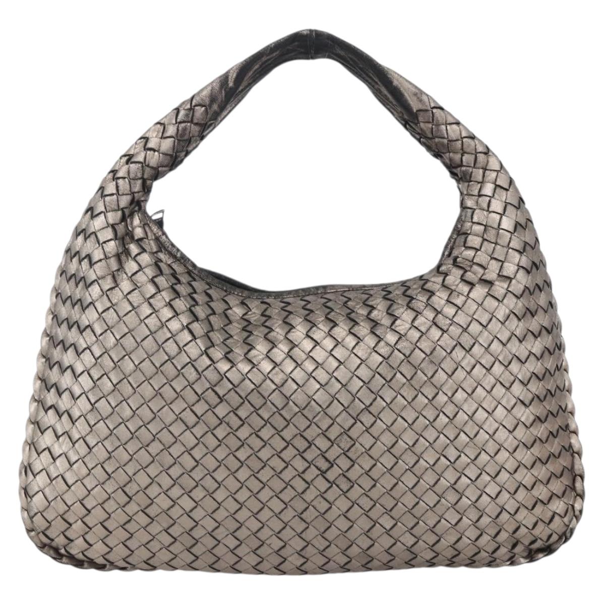 Bottega Veneta Veneta Hobo Quilted Leather, SILVER, LEATHER, Handbag
