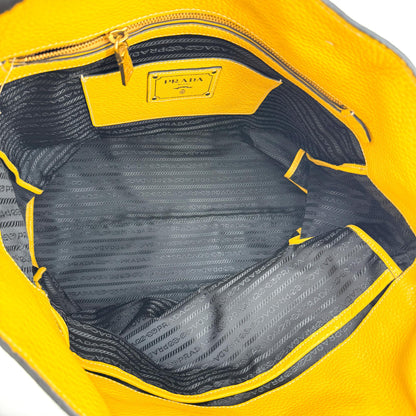 Prada Front Pocket Convertible Tote Leather, Yellow, Leather, Tote Bag