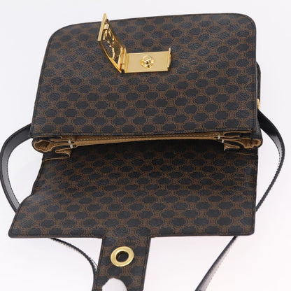 Celine Vintage Horse Carriage C Macadam Canvas and Leather, Black, Canvas, Shoulder Bag