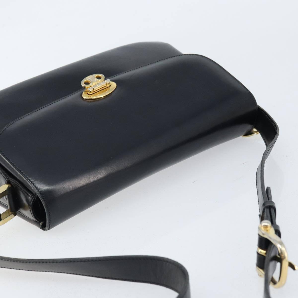 Celine Shoulder Leather, Black, Leather, Shoulder Bag