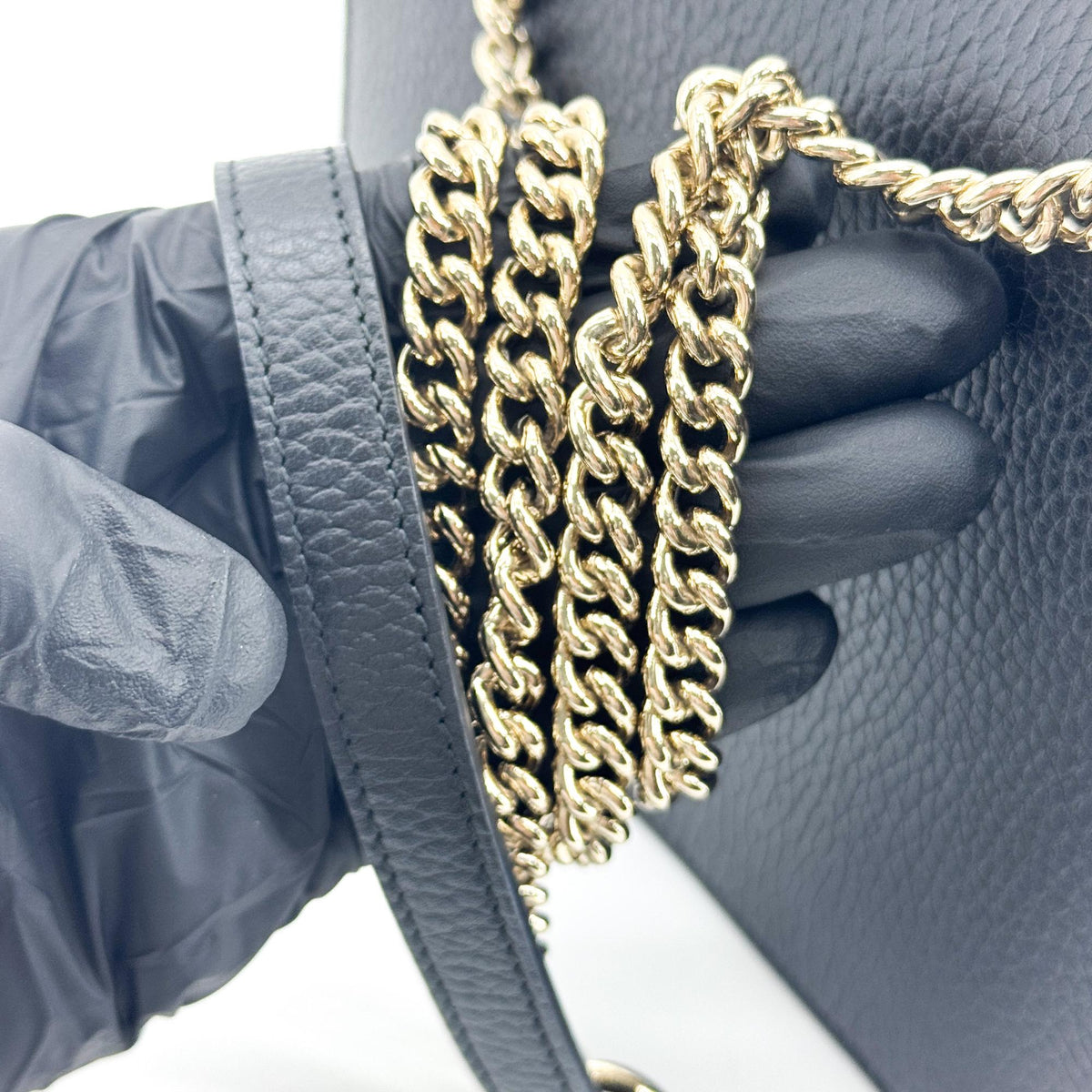 Gucci Interlocking Leather, Black, Leather, Shoulder Bag