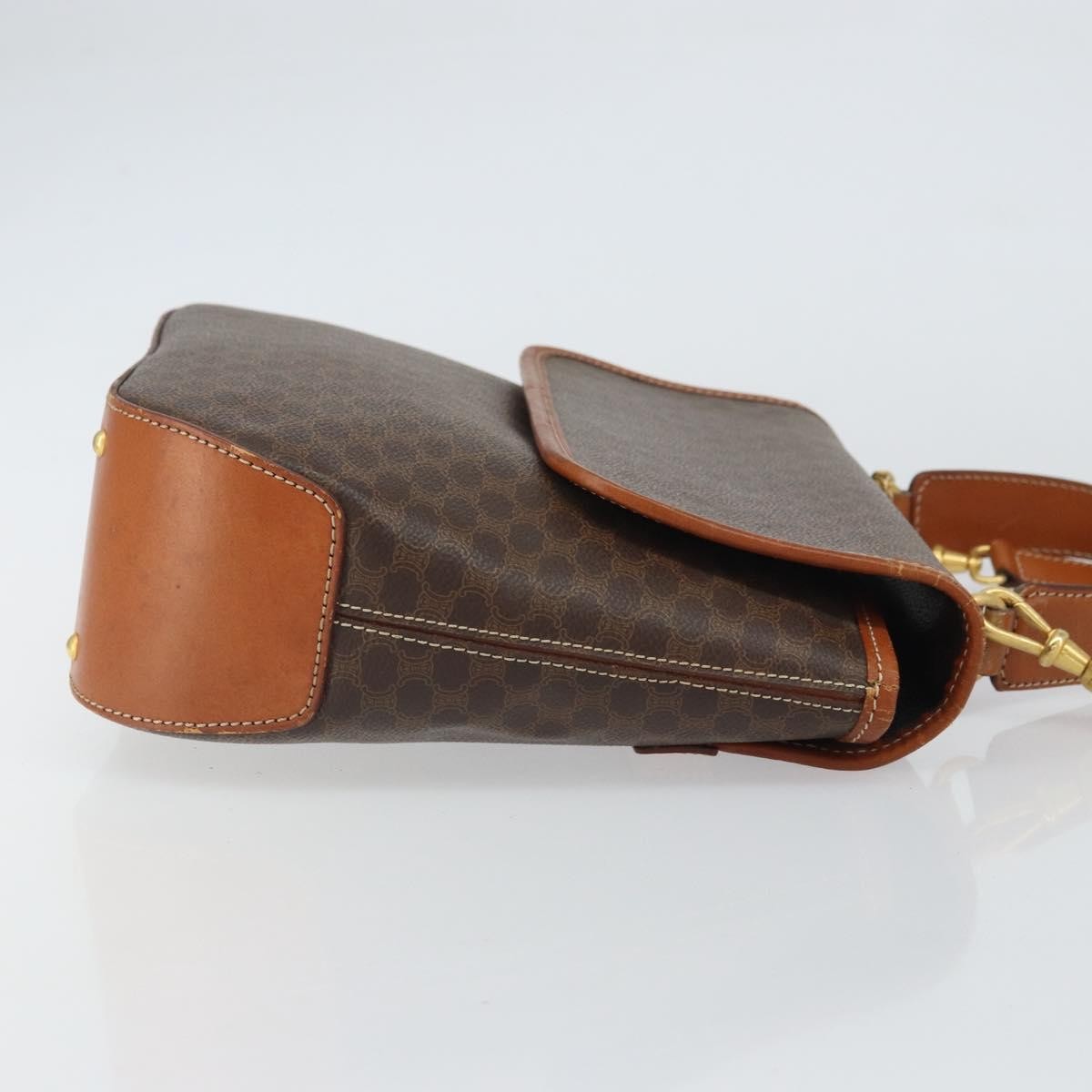 Celine Vintage Macadam Canvas, Brown, Canvas, Handbag
